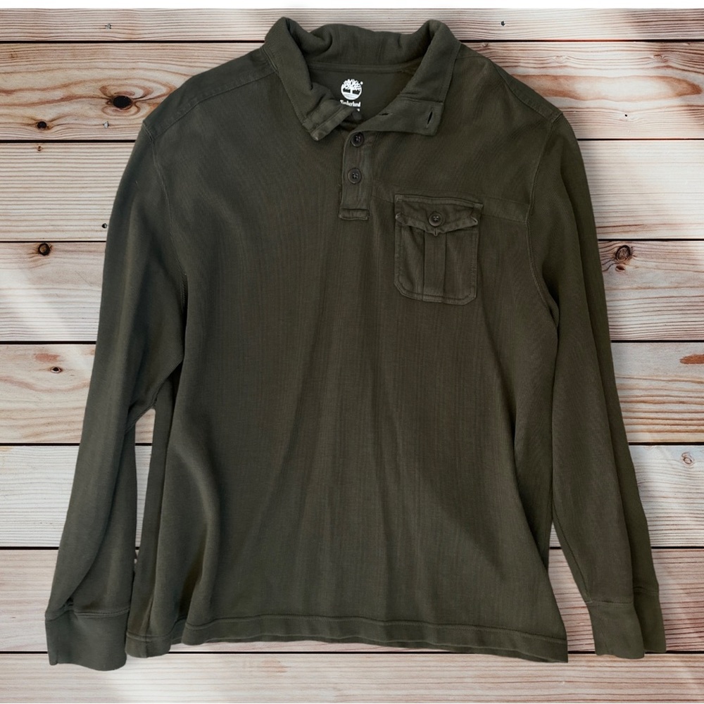 TIMBERLAND BUTTON NECK LONG SLEEVE KNIT PULLOVER - MENS